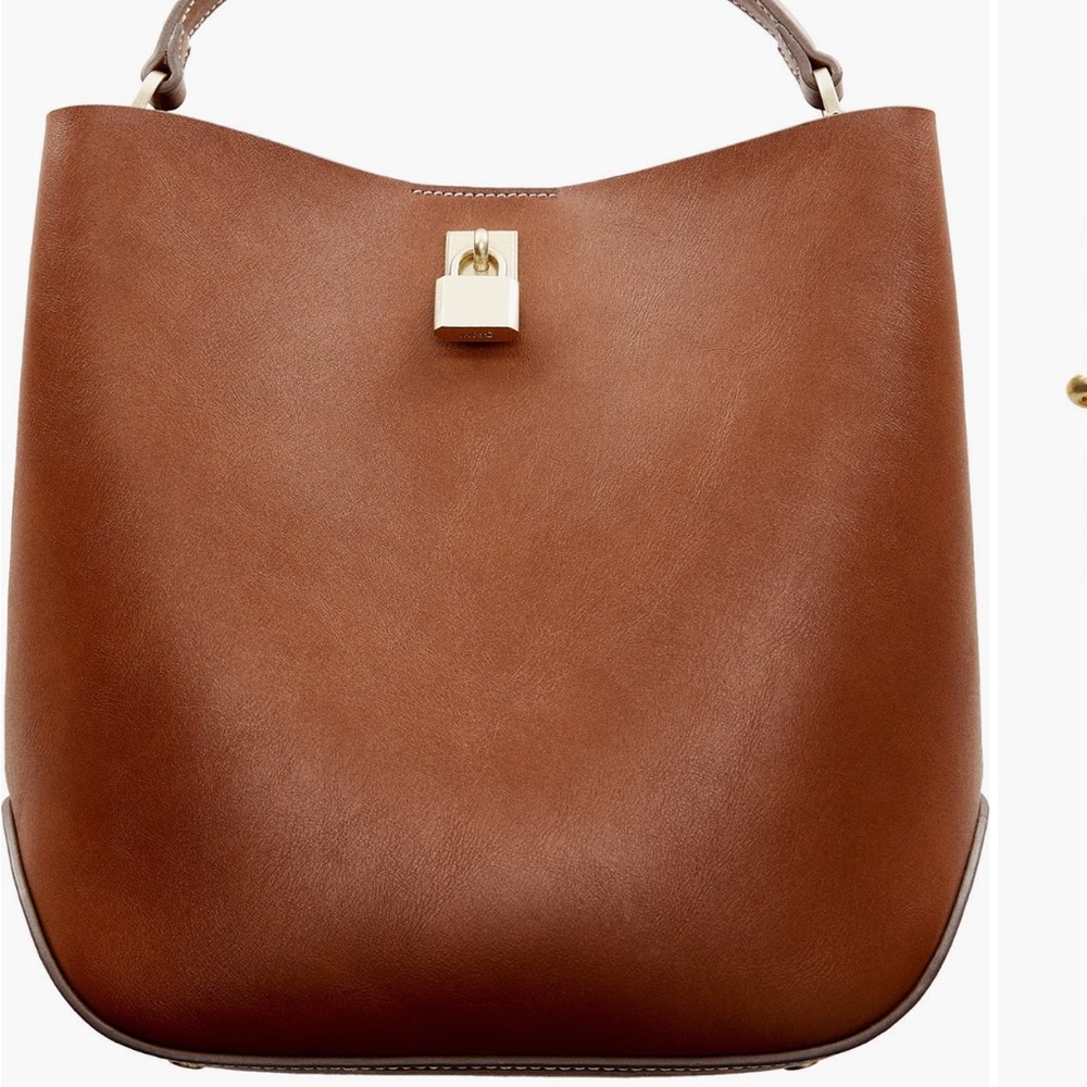 Mango Dark Brown Leather Shoulder Bag